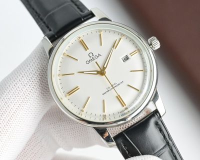 Omega Seamaster 9015 Mvoement 28800/H 40mm Italian Calfskin Waterproof 100m Silver Case Watch